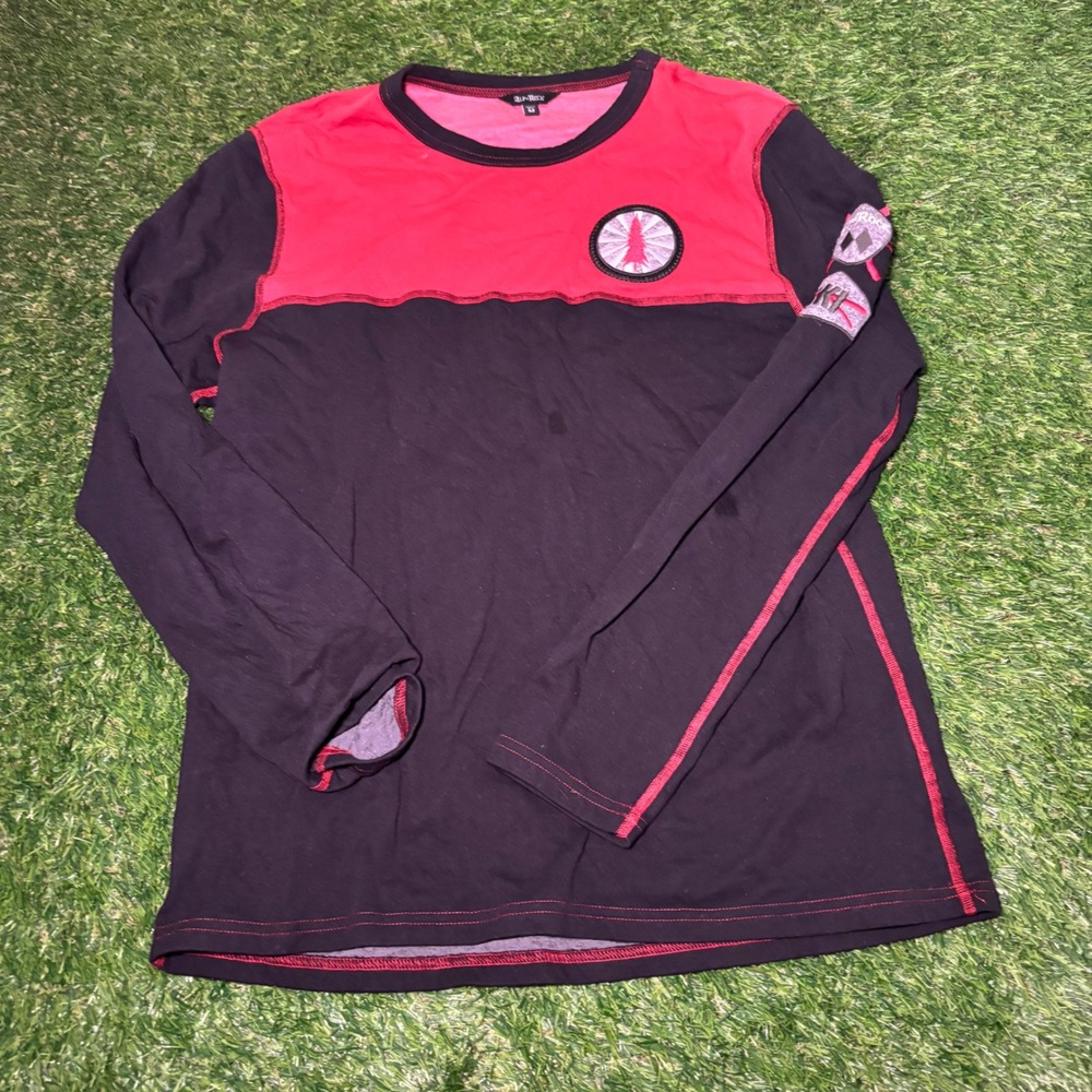 Alp-n-Rock Mens Long Sleeve Ski Top Black Red Organic Cotton Blend Size M